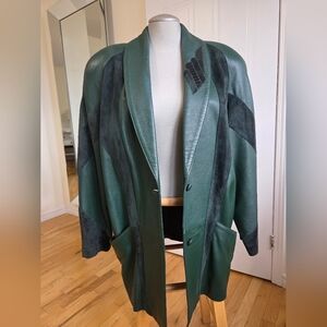 Vintage Leather Green Inlay Jacket Large New